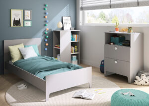 Guimauve Πολυμορφικό βρεφικό κρεβάτι 60x120εκ. με αλλαξιέρα Grey Moon μετατρεπόμενο σε μονό κρεβάτι, συρταριέρα & βιβλιοθήκη