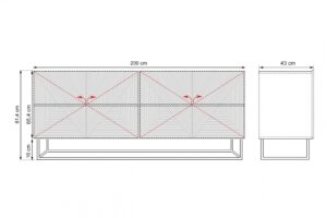 Μπουφές Sky 200x81x43cm Ανθρακί + Rivier Stone - BOG4589
