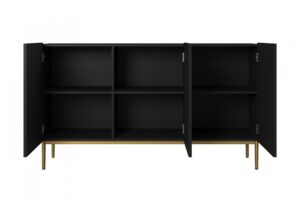 Μπουφές Niki Μαύρο Ματ + Χρυσά Πόδια 150x85x45cm - BOG4589