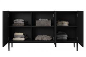 Μπουφές Niki Μαύρο Ματ + Μαύρα Πόδια 150x85x45cm - BOG4589