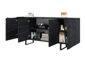 Μπουφές Vera Ανθρακί + Μαύρα Πόδια 200x87x45cm - BOG4589