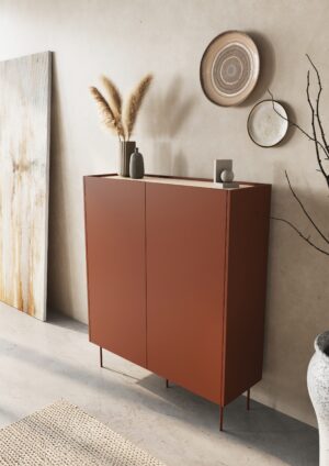 Μπουφές Dessi Κεραμιδί + Δρυς 120x140x40cm - BOG4589