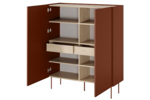 Μπουφές Dessi Κεραμιδί + Δρυς 120x140x40cm - BOG4589