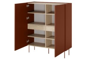 Μπουφές Dessi Κεραμιδί + Δρυς 120x140x40cm - BOG4589