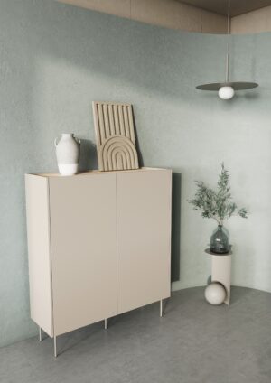 Μπουφές Dessi Μπεζ + Δρυς 120x140x40cm - BOG4589