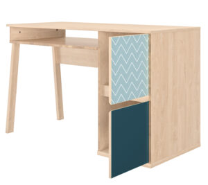 Larvik Γραφείο με δύο πόρτες 123x56x77εκ. Blond Oak / Μπλε