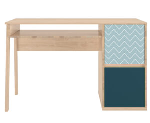 Larvik Γραφείο με δύο πόρτες 123x56x77εκ. Blond Oak / Μπλε