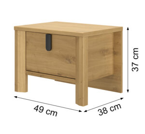 Lugano κομοδίνο με ένα συρτάρι 49x38x37εκ. Artisan Oak