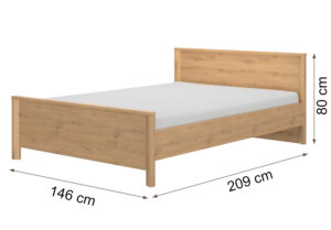 Lugano κρεβάτι διπλό 209x146x80εκ. ( για στρώμα 140x190εκ. ή 140x200εκ. ) Artisan Oak