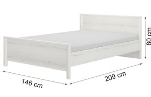 Lugano κρεβάτι διπλό 209x146x80εκ. ( για στρώμα 140x190εκ. ή 140x200εκ. ) Whitewashed Oak