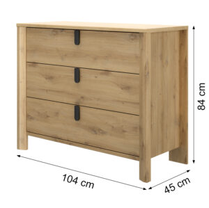 Lugano συρταριέρα με 3 συρτάρια 104x45x84εκ. Artisan Oak