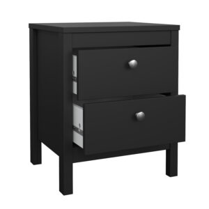 Madrid κομοδίνο με 2 συρτάρια 43,8x38,4x54,1εκ. Μαύρο