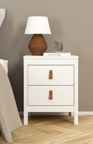 Madrid κομοδίνο με 2 συρτάρια 43,8x38,4x54,1εκ. Λευκό