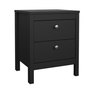 Madrid κομοδίνο με 2 συρτάρια 43,8x38,4x54,1εκ. Μαύρο