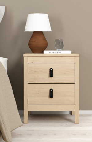 Madrid κομοδίνο με 2 συρτάρια 43,8x38,4x54,1εκ. Jackson Hickory