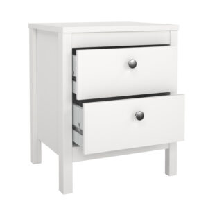 Madrid κομοδίνο με 2 συρτάρια 43,8x38,4x54,1εκ. Λευκό