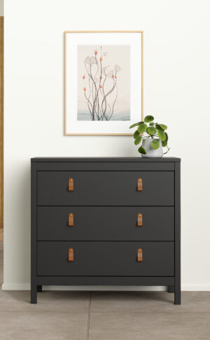 Madrid συρταριέρα με 3 συρτάρια 82,3x38,4x79,7εκ. Μαύρο