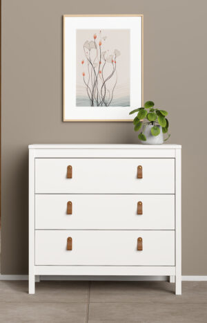 Madrid συρταριέρα με 3 συρτάρια 82,3x38,4x79,7εκ. Λευκό