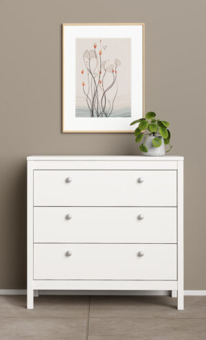 Madrid συρταριέρα με 3 συρτάρια 82,3x38,4x79,7εκ. Λευκό