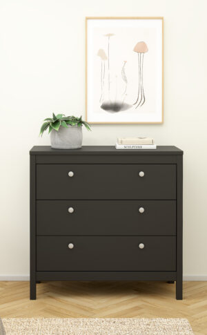 Madrid συρταριέρα με 3 συρτάρια 82,3x38,4x79,7εκ. Μαύρο