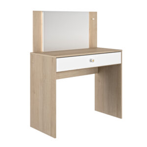 Makeup μπουντουάρ με ένα συρτάρι και καθρέφτη 94x44x121/77εκ. Natural Chestnut / Λευκό