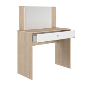 Makeup μπουντουάρ με ένα συρτάρι και καθρέφτη 94x44x121/77εκ. Natural Chestnut / Λευκό