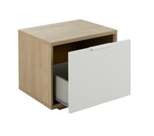 Manae κομοδίνο με ένα συρτάρι 47x42x36εκ. Natural Chestnut / Λευκό