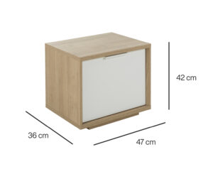 Manae κομοδίνο με ένα συρτάρι 47x42x36εκ. Natural Chestnut / Λευκό