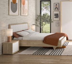 Manae κρεβάτι διπλό 187x104x206εκ. ( για στρώμα 160x200εκ. ) Natural Chestnut / Λευκό