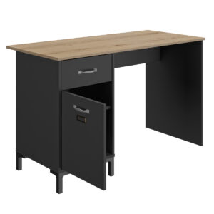 Manchester Γραφείο με 1 ντουλάπι και 1 συρτάρι 120x55εκ. Helvezia Oak/Black
