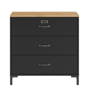 Manchester συρταριέρα με 3 συρτάρια 81x40x82εκ. Helvezia Oak / Black