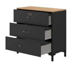 Manchester συρταριέρα με 3 συρτάρια 81x40x82εκ. Helvezia Oak / Black