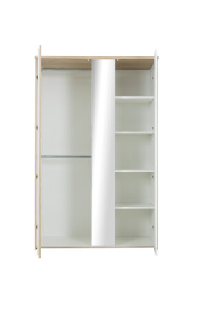 Matis ντουλάπα με 2 πόρτες και καθρέφτη 130x60x202εκ. Natural Chestnut / Λευκό