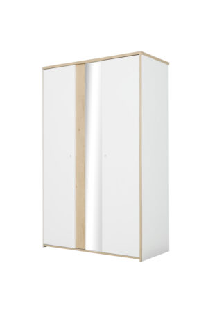 Matis ντουλάπα με 2 πόρτες και καθρέφτη 130x60x202εκ. Natural Chestnut / Λευκό