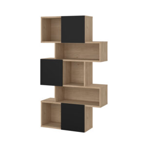 Maze βιβλιοθήκη με 3 ντουλάπια 95,5x31,5x166εκ. Jackson Hickory / Μαύρο