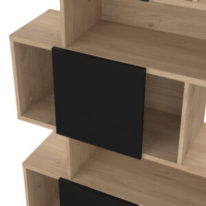 Maze βιβλιοθήκη με 3 ντουλάπια 95,5x31,5x166εκ. Jackson Hickory / Μαύρο