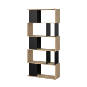 Maze βιβλιοθήκη 80x29,5x173,5εκ. Δρυς / Μαύρο