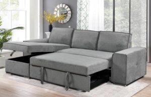 Merano γωνιακός καναπές κρεβάτι με αποθηκευτικό χώρο 272x164εκ. Ανοιχτό Γκρι με αναστρέψιμη γωνία