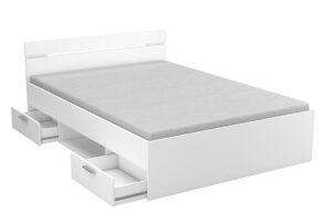 Michigan κρεβάτι με δυο συρτάρια 145x205x75εκ. ( για στρώμα 140x200εκ. ) Λευκό Ματ