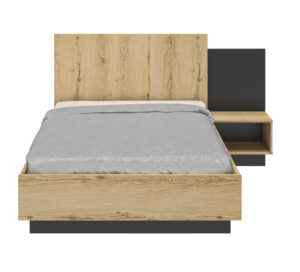 Mimizan κρεβάτι ημίδιπλο με 1 κρεμαστό κομοδίνο 170x206εκ. ( για στρώμα 120x200εκ. ) Helvezia Oak / Black