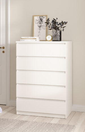 Naia συρταριέρα με 5 συρταριέρα 77x50x111,3εκ. Λευκό