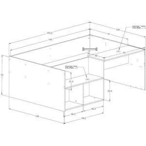 Oscar κρεβάτι πολυμορφικό μονό 134x194x72εκ. ( για στρώμα 90x190εκ. ) Natural Oak / Λευκό