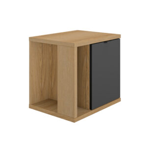 Otello κομοδίνο με μία πόρτα 45x35x42εκ. Helvezia Oak / Μαύρο