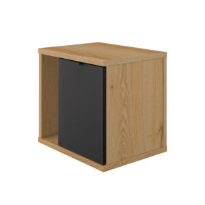 Otello κομοδίνο με μία πόρτα 45x35x42εκ. Helvezia Oak / Μαύρο