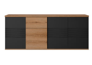 Otello μπουφές με 4 πόρτες και 1 συρτάρι 208x47x87εκ. Helvezia Oak / Μαύρο