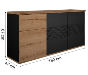 Otello μπουφές με 3 πόρτες και 1 συρτάρι 180x47x87εκ. Helvezia Oak / Μαύρο