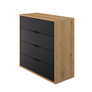 Otello συρταριέρα με 4 συρτάρια 106x45x103εκ. Helvezia Oak / Μαύρο