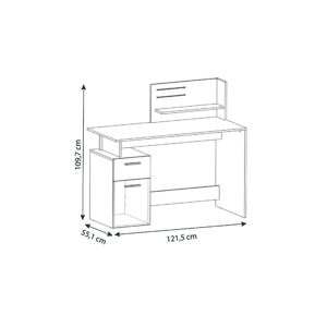 Platon γραφείο με 1 συρτάρι και 1 ντουλάπι 121x55x110εκ. Matt White / Dark Grey