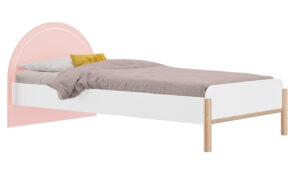 Romy κρεβάτι μονό 102x207x83εκ. ( για στρώμα 90x200εκ. ) Λευκό / Ροζ / Blond Oak με φωτισμό LED στο κεφαλάρι