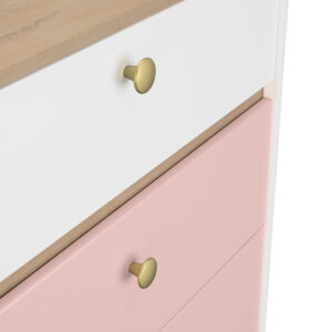 Romy συρταριέρα με 3 συρτάρια 81x45x82εκ. Λευκό / Ροζ / Blond Oak